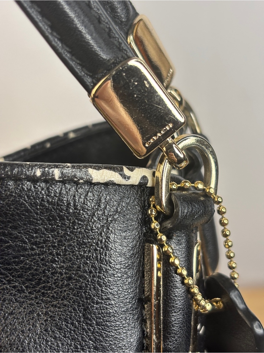 Coach Madison Phoebe Triple Section Two Tone Black/White Python Shoulder Bag - Picture 12 of 13